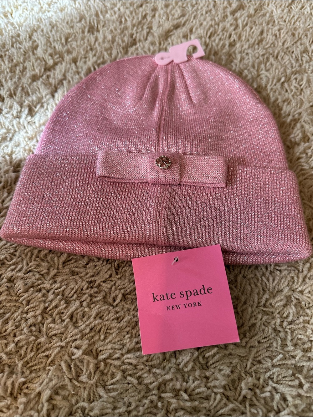 NWT KATE SPADE METALLIC BOW FLOWER STUD HAT